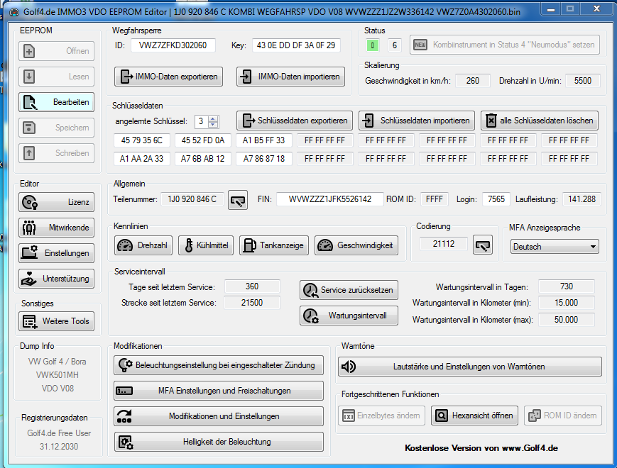 Neuer Dump im EEPROM Editor